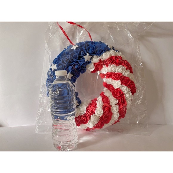 Patriotic America 11" Wreath Memorial American Flag Stats Stripes USA - NEW - Picture 3 of 3